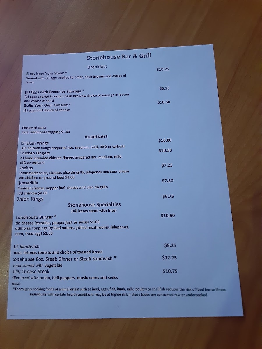 Stonehouse Bar & Grill Menu - Image 2